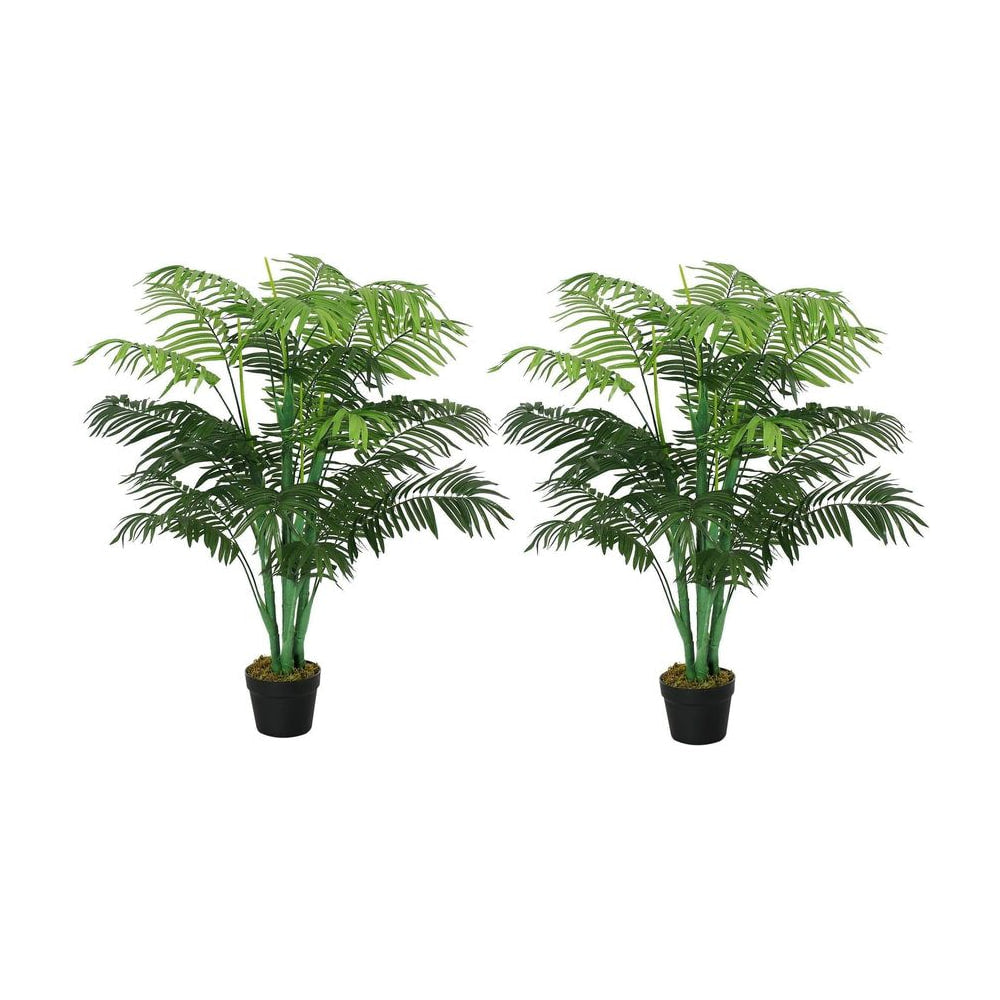 Outsunny 2 Pack Artificial Plant Palm Tree in Pot, Fake Plants for Home Indoor Outdoor Decor, 125cm, Green