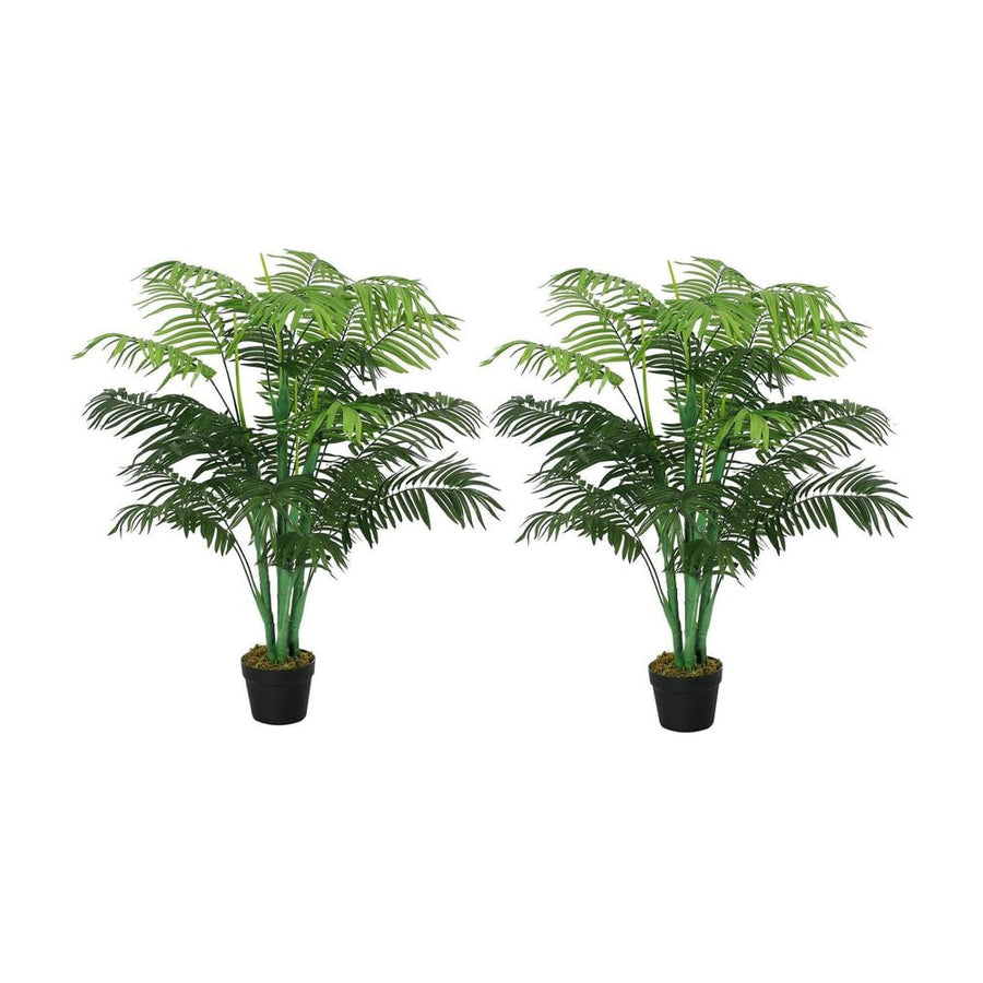 Outsunny 2 Pack Artificial Plant Palm Tree in Pot, Fake Plants for Home Indoor Outdoor Decor, 125cm, Green