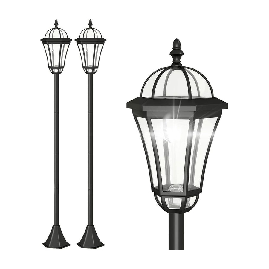 Outsunny 2 PCS 1.3M Garden Solar Lamp Post Lights Solar Powered LED Lantern Patio Pathway Walkway Outdoor Water-Resist Auto