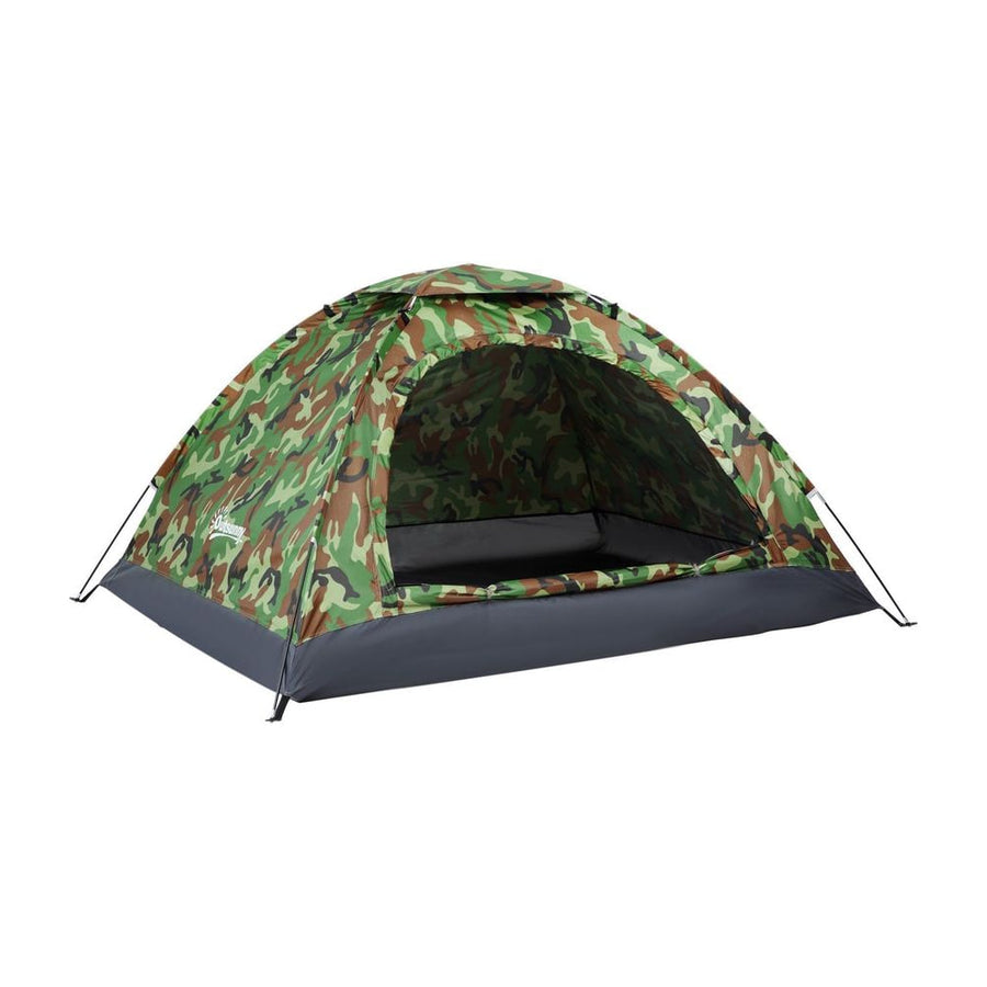 Outsunny 2 Person Camping Tent, Dome Tent with Zipped Doors, Storage Pocket, Portable Handy Bag, Multicoloured