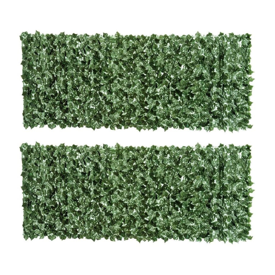 Outsunny 2-Piece Artificial Leaf Hedge Screen Privacy Fence Panel for Garden Outdoor Indoor Decor, Dark Green, 2.4M x 1M