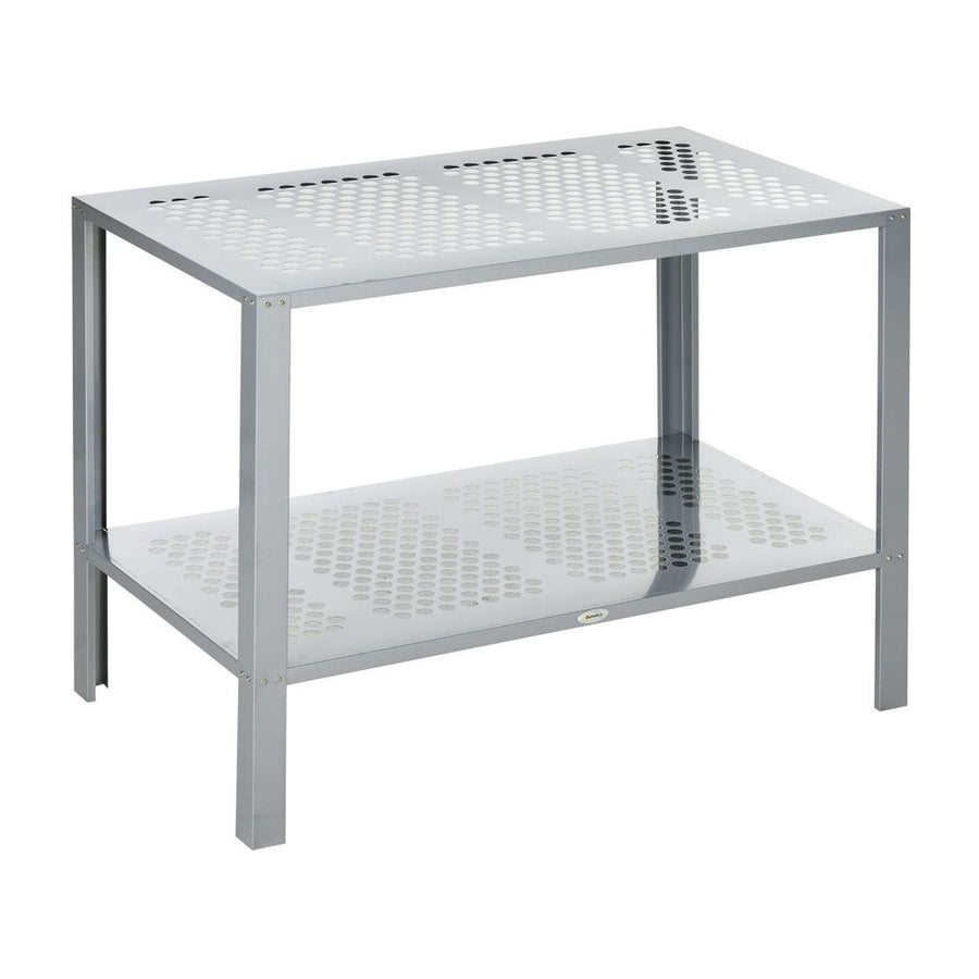 Outsunny 2-Tier Plant Stand, Corner Plant Shelf for Outdoor and Indoor Storage Organizer, Freestanding Flower Rack with Steel