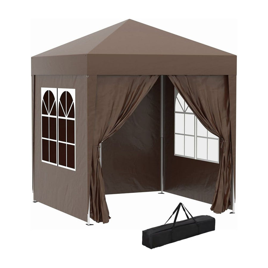 Outsunny 2 x 2 m Garden Pop Up Gazebo, Wedding Party Tent Marquee, Water Resistant Awning Canopy with Sidewalls, Windows