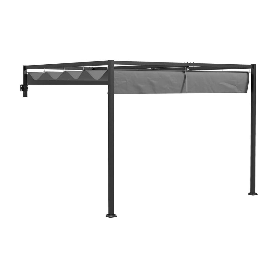 Outsunny 2 x 3(m) Lean To Steel Pergola, with Moving Fabric Canopy - Dark Grey