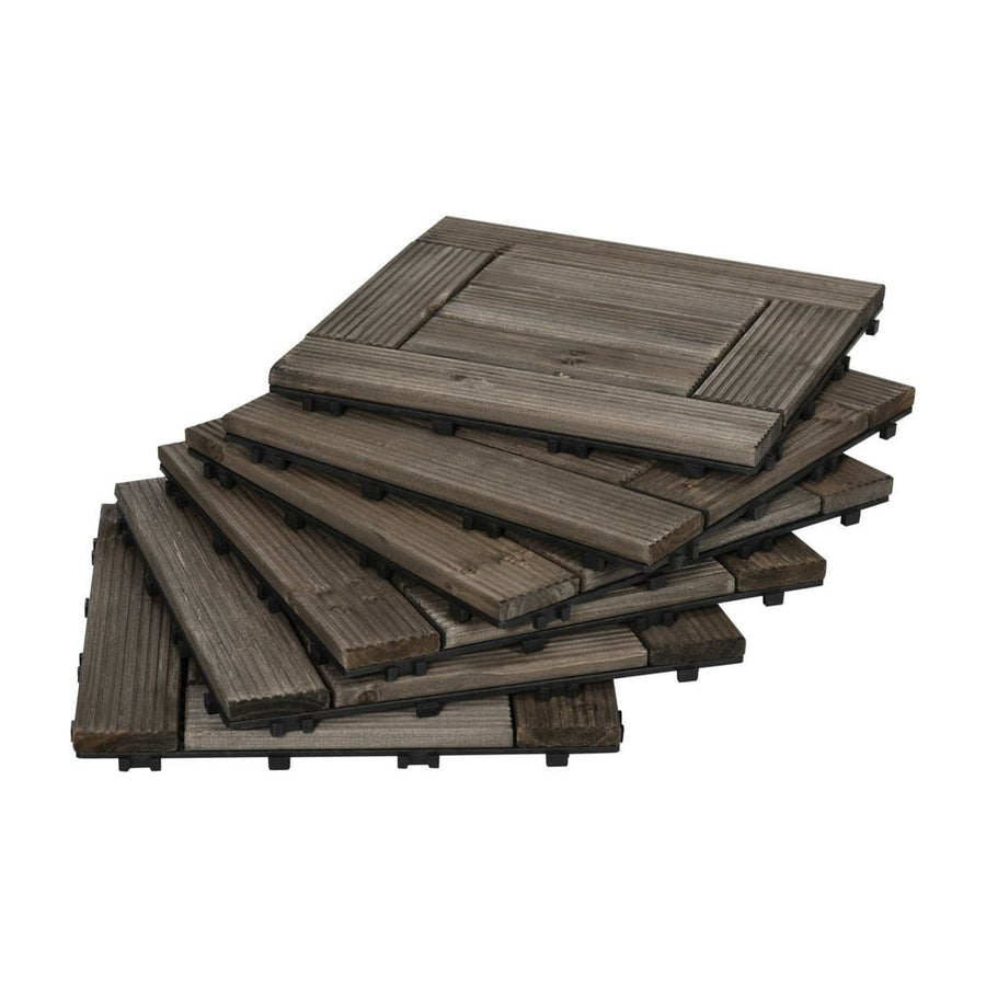Outsunny 27 Pcs Wooden Interlocking Decking Tiles, 30 x 30 cm Outdoor Flooring Tiles, 2.5√£≈Ω¬° per Pack, for Patio, Balcony