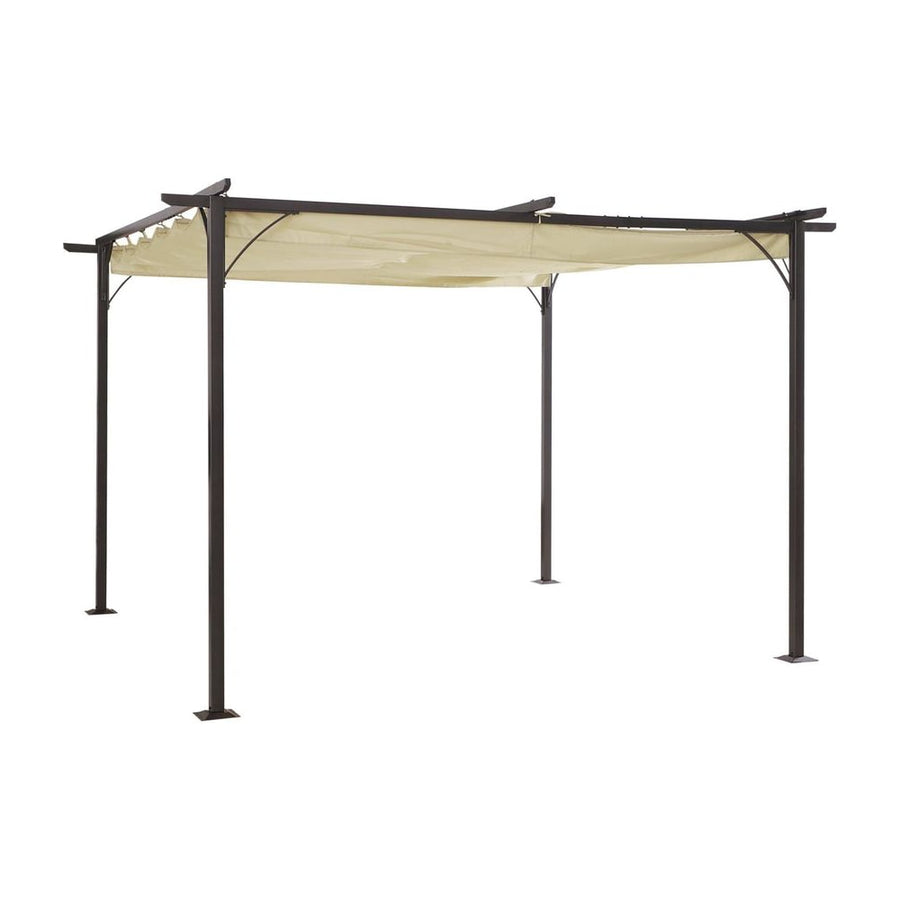 Outsunny Metal Pergola Gazebo Awning Retractable Canopy in Beige