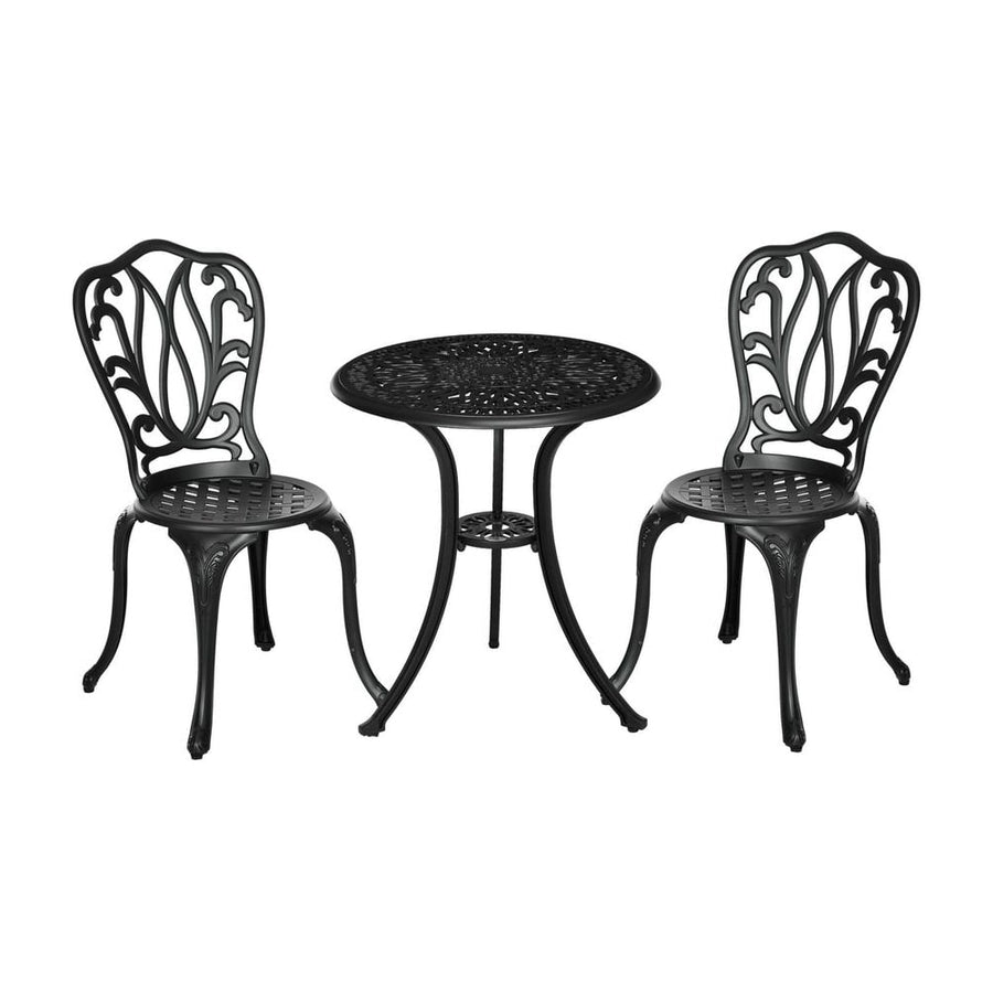 Outsunny 3 Piece Garden Bistro Set in Black