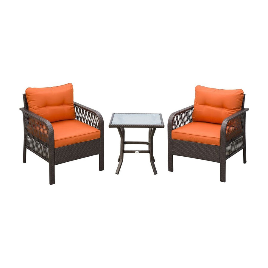 Outsunny 3 Pieces Rattan Bistro Set in Orange