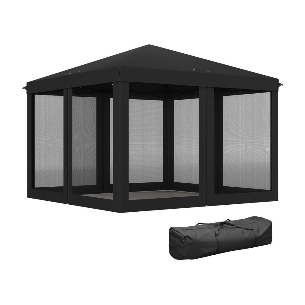 Outsunny 3 x 3Êm Pop Up Gazebo, 420D Garden Tent Canopy with Removable Mesh Sidewall Netting, Carry Bag for Garden Patio