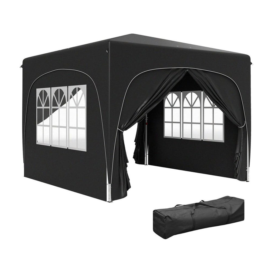Outsunny 3 x 3m Pop-Up Gazebo Shelter, with Accessories - Black