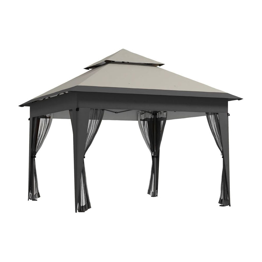 Outsunny 3 x 3(m) Pop Up Gazebo with Mosquito Netting, 1 Person Easy up Marquee Party Tent with 1-Button Push, Double Roof