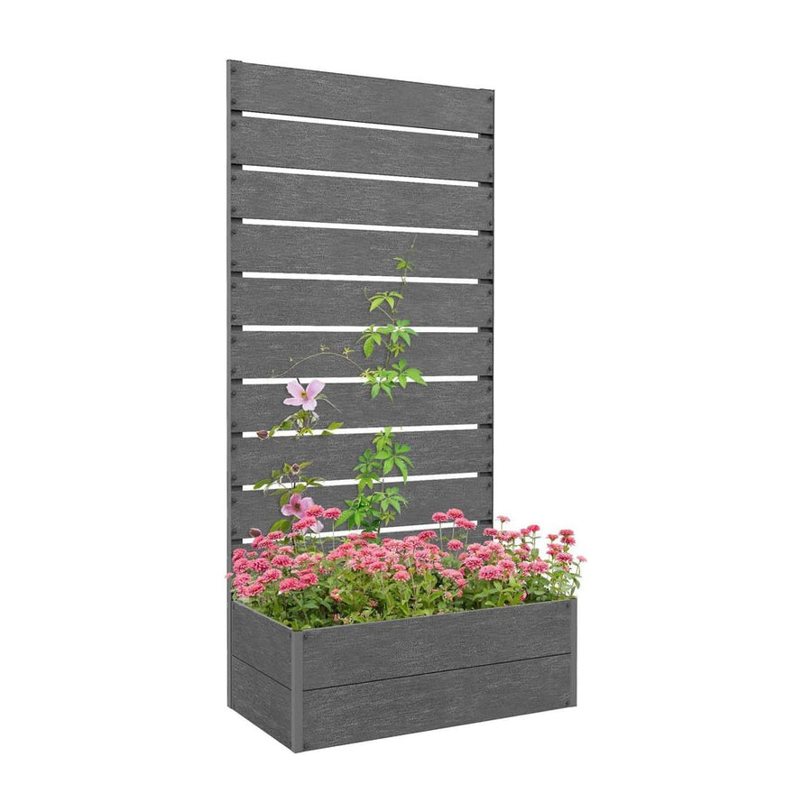 Outsunny Garden Planter with Trellis Wooden Planter for Garden & Patio Family Use, Grey