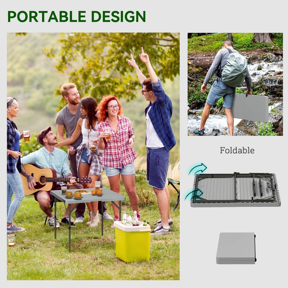 Outsunny 34/74cm Folding Camping Table in Grey