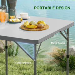 Outsunny 34/74cm Folding Camping Table in Grey