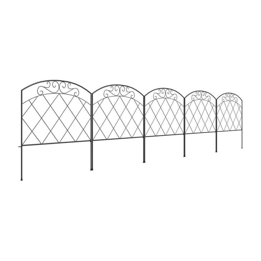 Outsunny 3m Decorative Metal Garden Fence - Diamond and Swirl Pattern