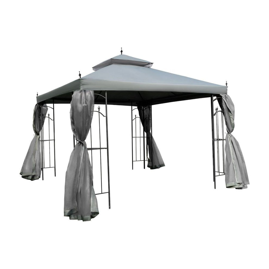 Outsunny 3(M)x3(M) Garden Gazebo Double Top Outdoor Canopy Patio Event Party Wedding Tent Backyard Sun Shade with Netting