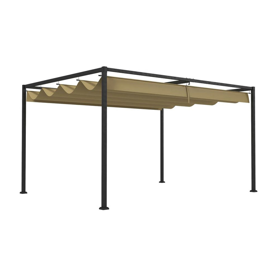 Outsunny 3x2m Metal Pergola with Retractable Roof, Garden Gazebo Canopy Shelter for Outdoor, Patio, Khaki
