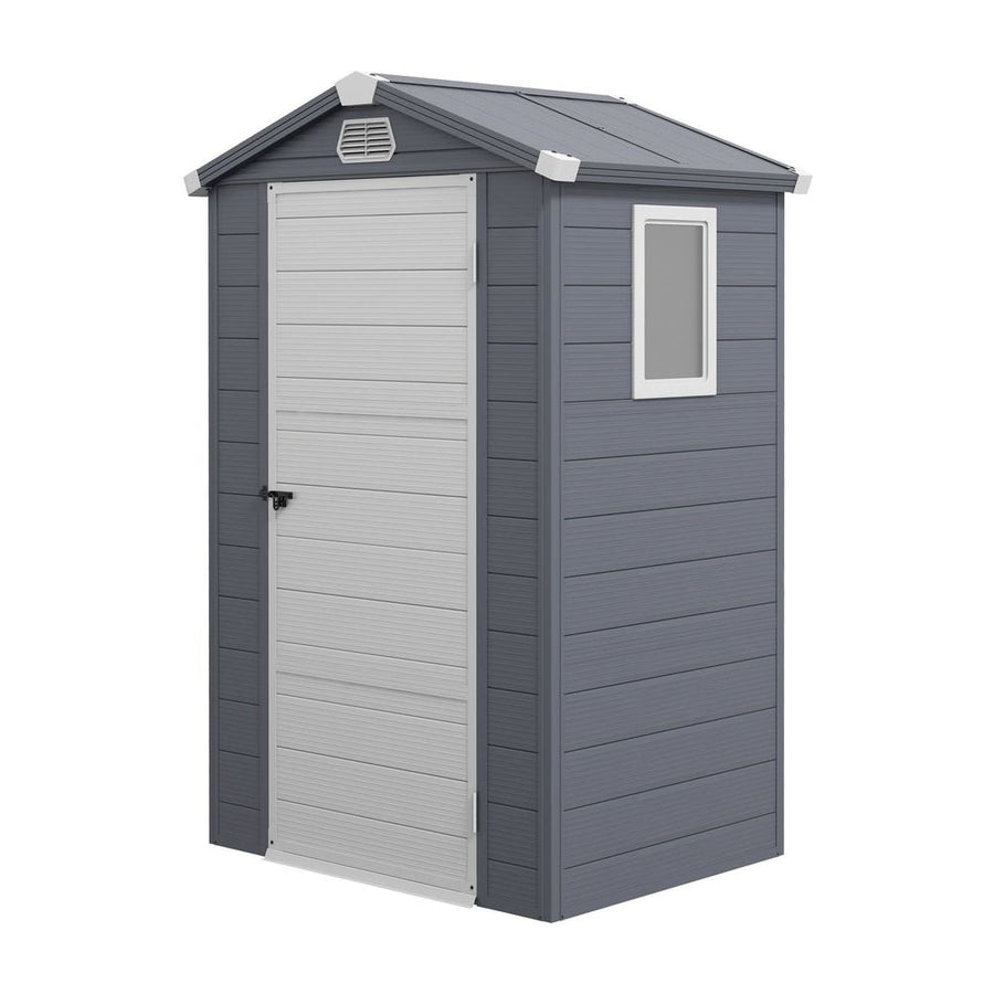 Outsunny 4.4ft x 3.3ft size Aluminium Frame and Plastic Wall Shed, with Foundation - Grey