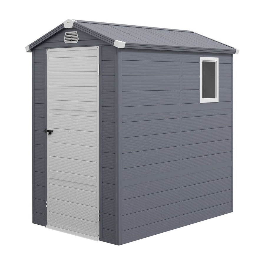 Outsunny 4.4ft x 6.2ft Aluminium Frame and Plastic Wall Shed, with Foundation - Grey
