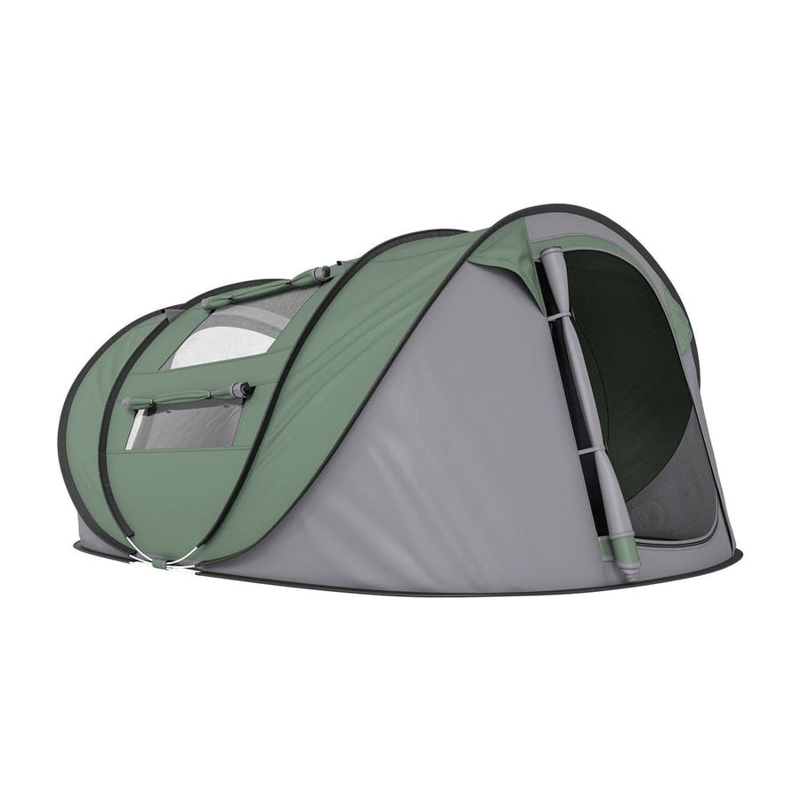 Outsunny 4 Person Pop-up Camping Tent Family Tent with Ground Sheet, 4 Windows and Portable Carry Bag for Beach Outdoor Trip