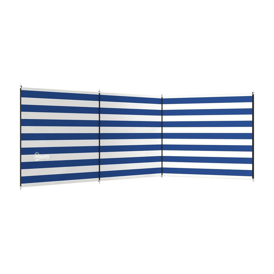 Outsunny 4 Pole Camping Windbreaks, Beach Wind Shield Shelter with Carry Bag and Steel Poles, 540cm x 150cm, Dark Blue