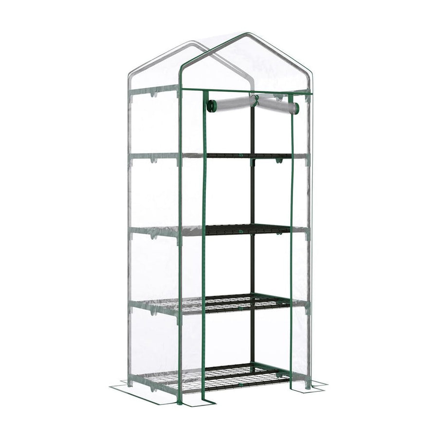 Outsunny 4 Tiers Mini Portable Greenhouse Compact Plant Grow Shed Metal Frame Transparent Clear Cover 160H x 70L x 50Wcm