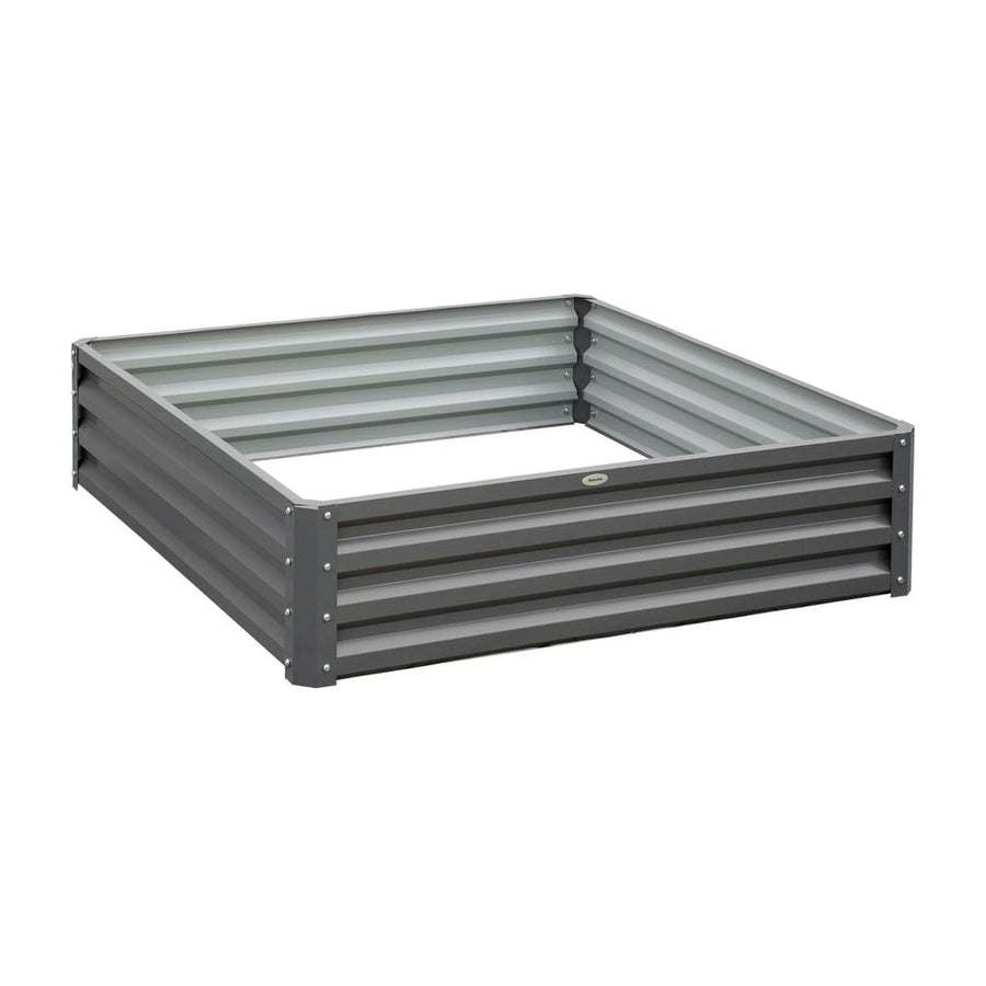 Outsunny 432L Square Raised Garden Bed Box Steel Frame for Vegetables, Flowers and Herbs, 120 x 120 x 30cm, Light Grey