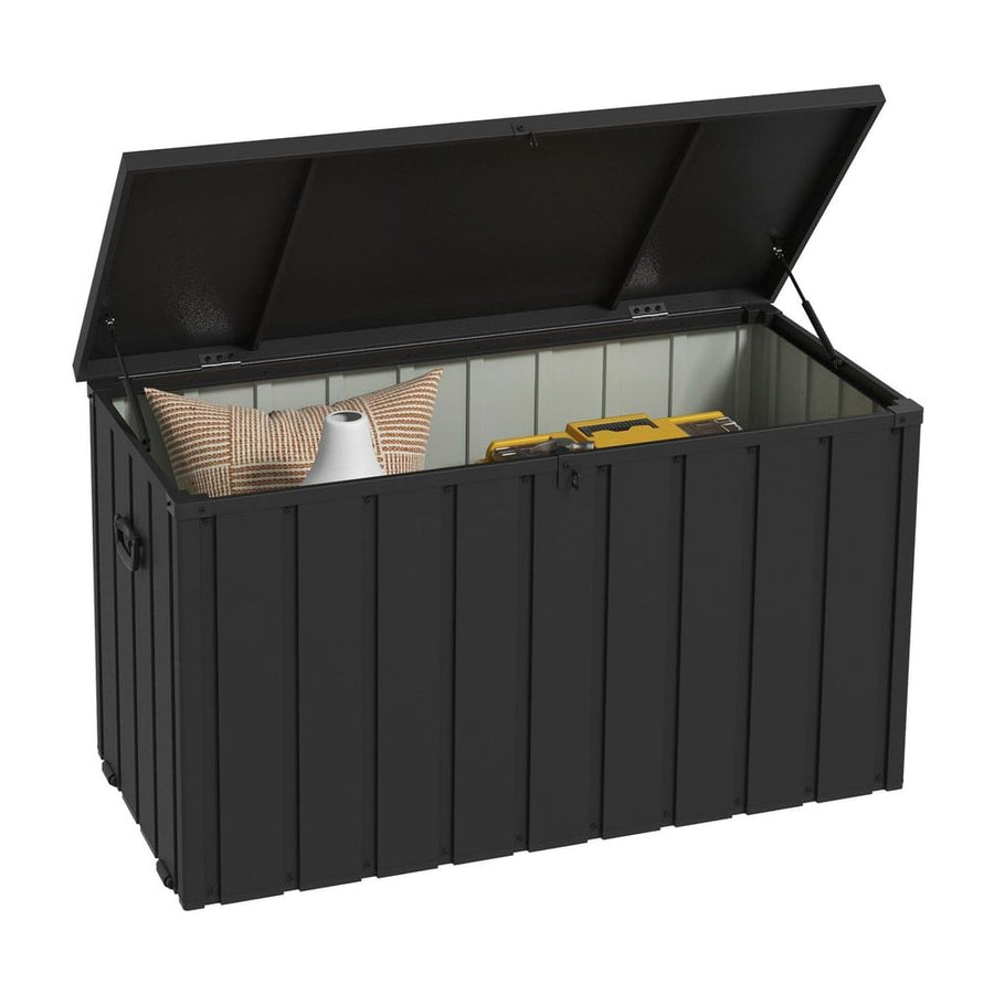 Outsunny 450L Galvanised Steel Garden Storage Box, with Wheels - Dark Grey
