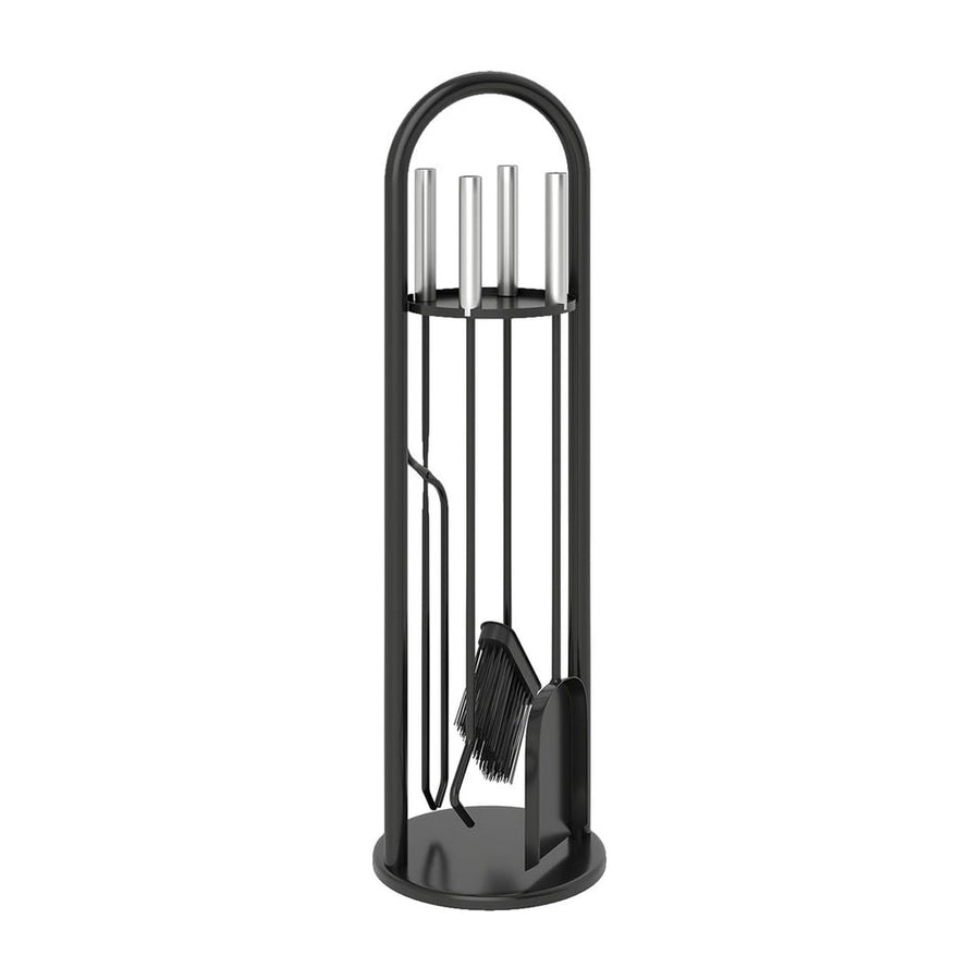 Outsunny 5 Pieces Fireplace Tools Set, Metal Fireplace Accessories Fireside Companion Set with Broom, Shovel, Poker and