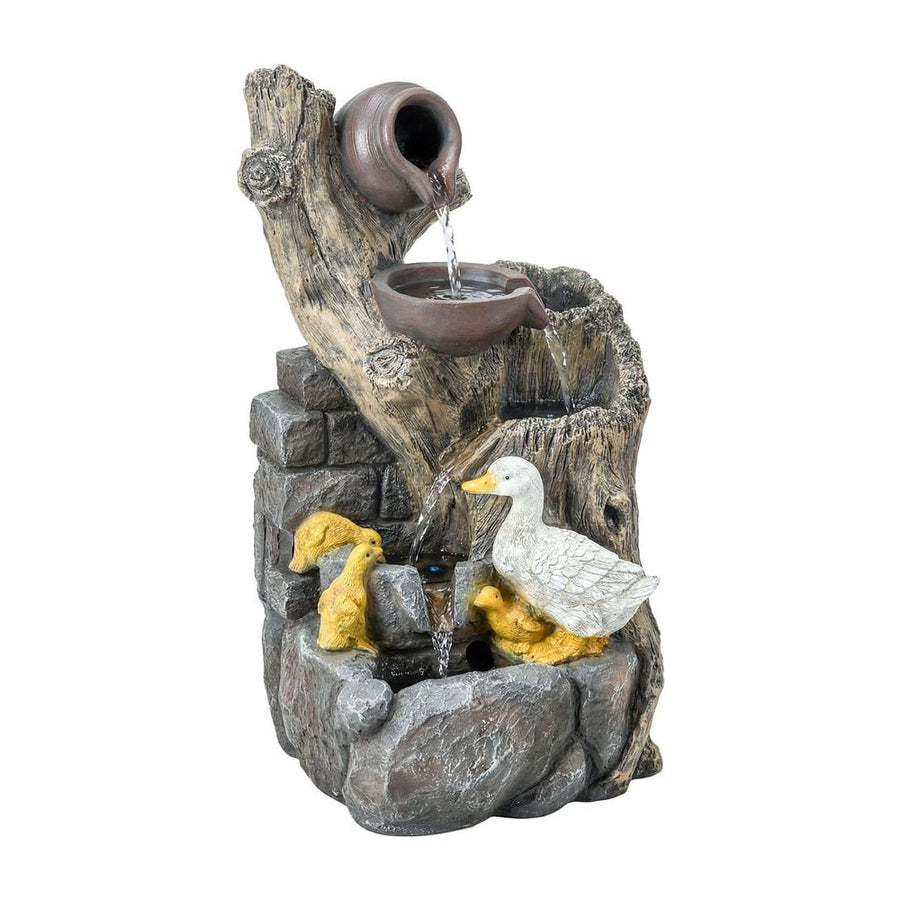 Outsunny 5-Tier Outdoor Waterfall Fountain, Freestanding Self-Contained Cascading Water Feature Garden Landscape