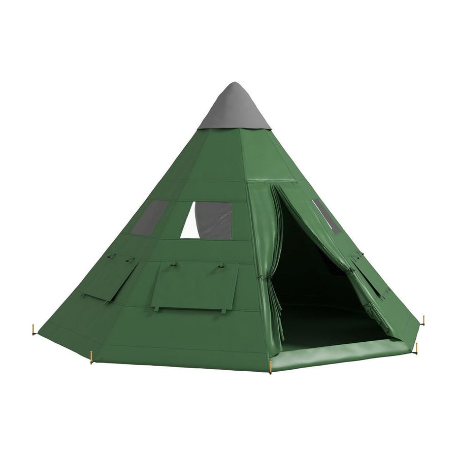 Outsunny 6 Men Tipi Tent with Carry Bag - Green