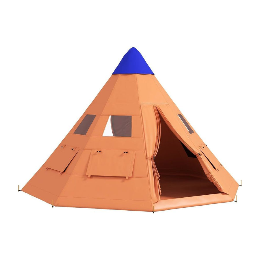 Outsunny 6 Men Tipi Tent with Carry Bag - Orange