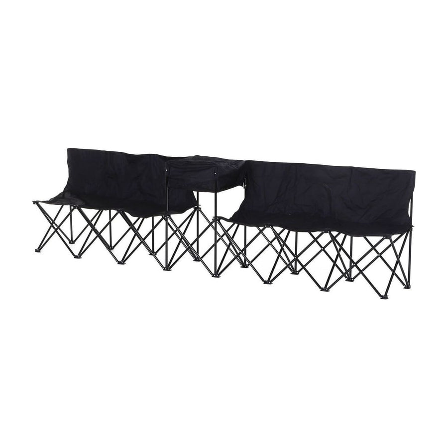 Outsunny 6 Seat Folding Sports Bench Portable Sports Team Bench Spectator Chair with Cooler Bag and Carrying Bag for Outdoor