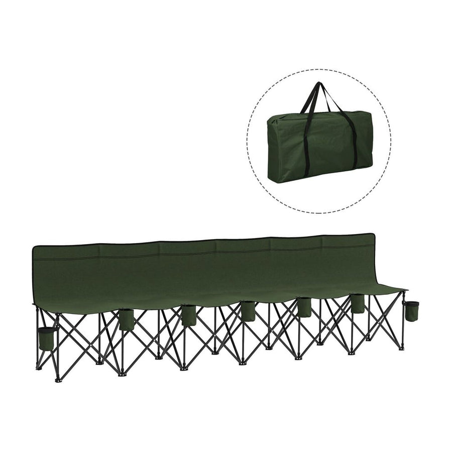 Outsunny 6 Seater Folding Camping Chair with Cup Holder & Carry Bag - Green