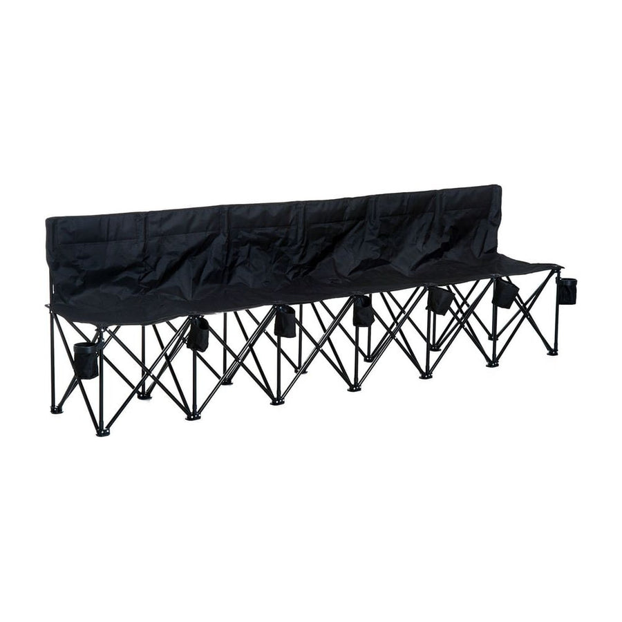 Outsunny 6 Seater Folding Camping Chair with Cup Holder & Carry Bag - Black