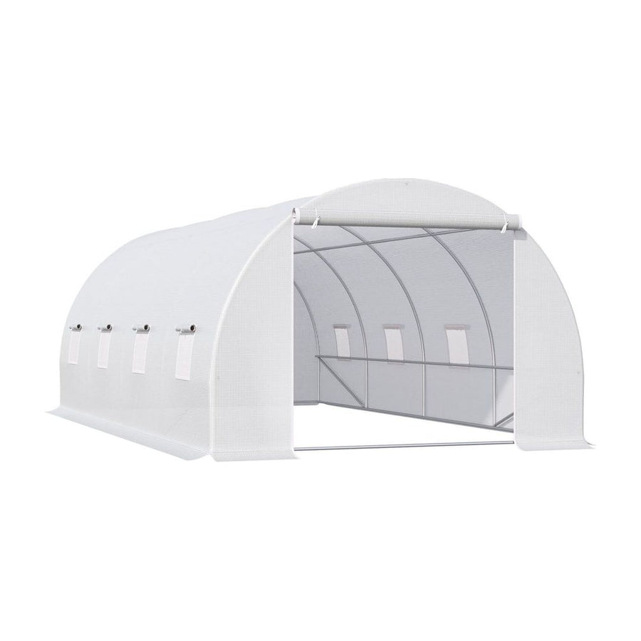 Outsunny 6 x 3 x 2 m Polytunnel Greenhouse, Walk in Polytunnel Tent with Metal Frame, Zippered Door and 8 Windows for Garden