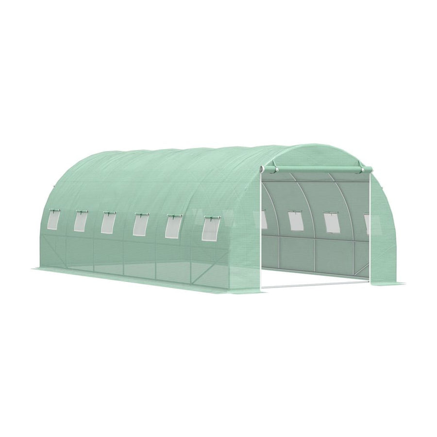Outsunny 6 x 3 x 2 m Polytunnel Greenhouse with Roll-up Door and 12 Mesh Windows, Walk-in Garden Tunnel Warm House Tent with
