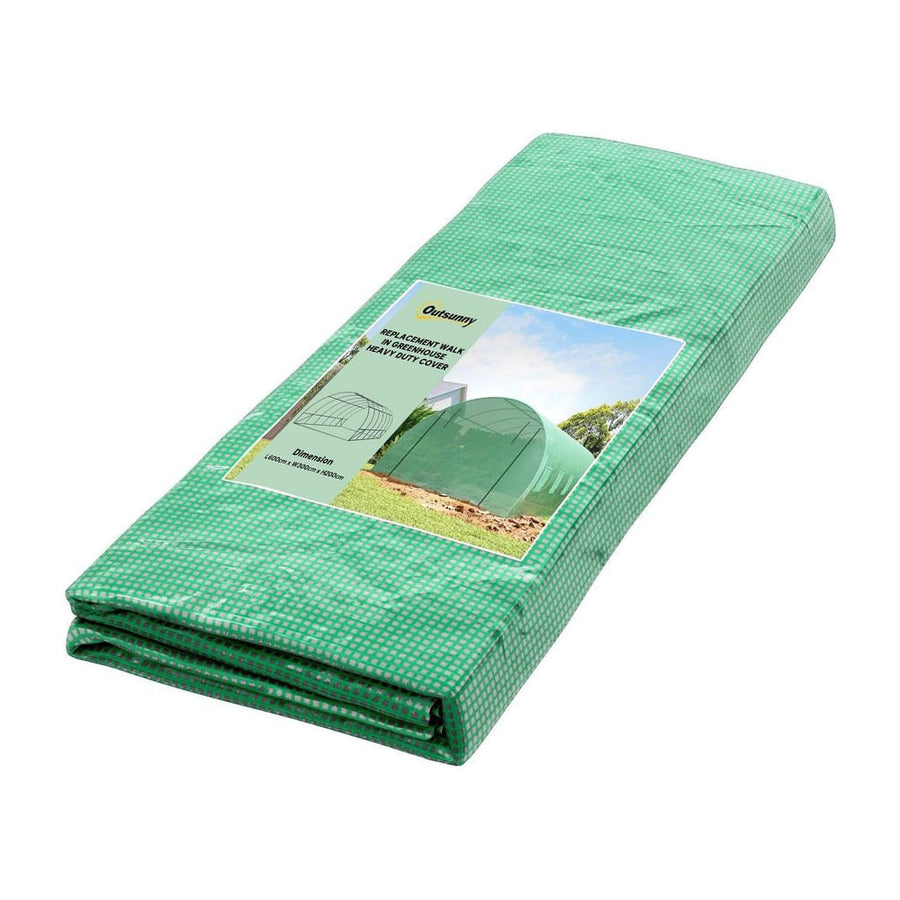 Outsunny 6 x 3 x 2m Greenhouse Replacement Cover ONLY Winter Garden Plant PE Cover for Tunnel Walk-in Greenhouse with Roll-up