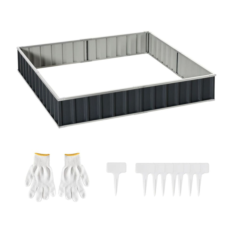 Outsunny 645L Metal Raised Garden Bed, DIY Large Steel Planter Box, No Bottom w/ A Pairs of Glove for Backyard, Patio to Grow