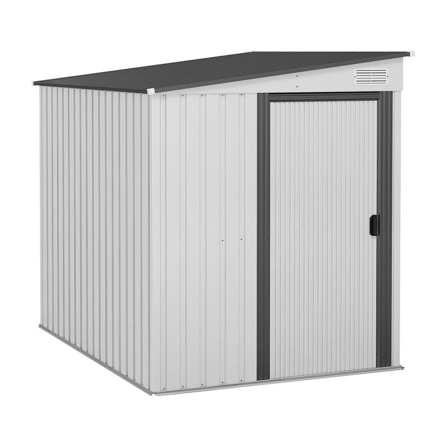 Outsunny 7 x 5ft Galvanised Metal Shed, with Sliding Door - White
