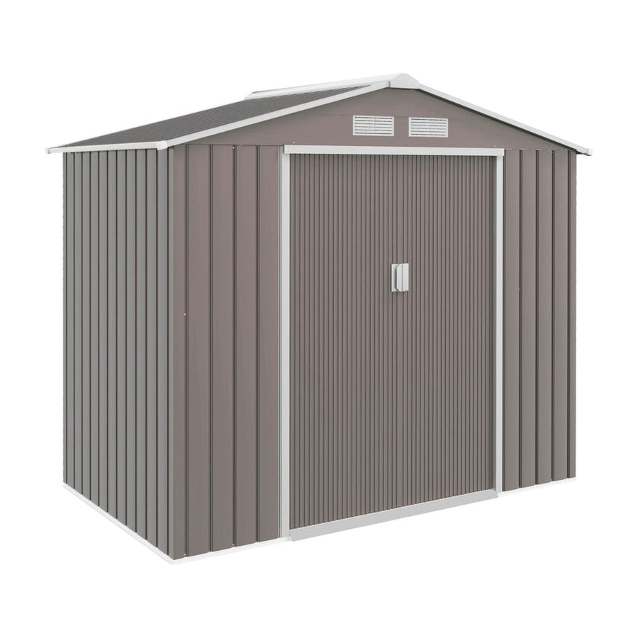 Outsunny 7ft x 4ft Lockable Garden Metal Storage Shed Storage Roofed Tool Metal Shed w/ Air Vents Steel Grey