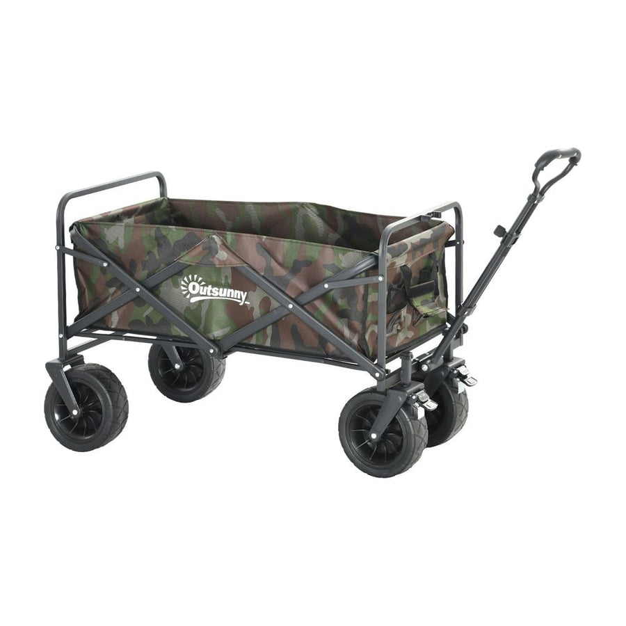 Outsunny 95L Folding Steel Frame Garden Trolley, with Handle - Multicolour