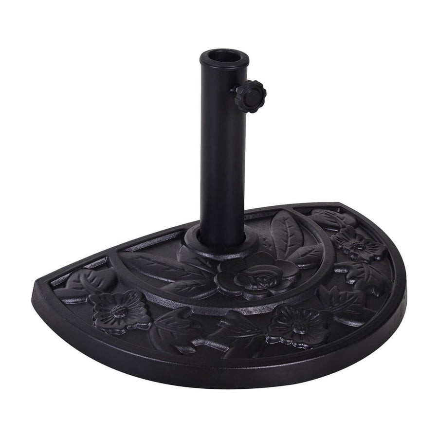Outsunny 9kg Resin Parasol Base, Half Round Umbrella Stand with Floral Design for Garden, Outdoor, Suitable Umbrella Rod: