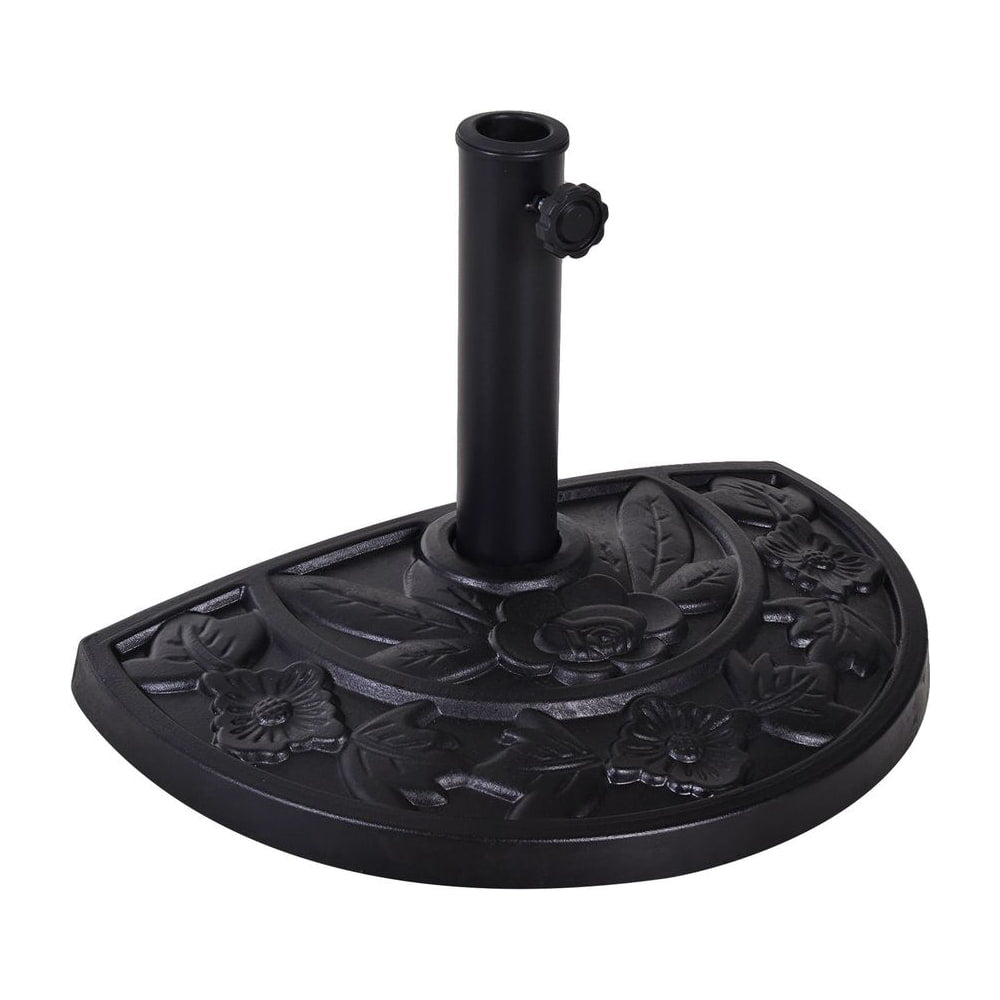 Outsunny 9kg Resin Parasol Base, Half Round Umbrella Stand with Floral Design for Garden, Outdoor, Suitable Umbrella Rod: