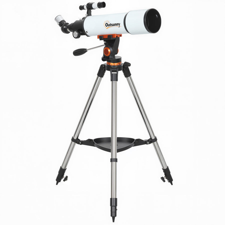 Outsunny Astronomy Telescope standing on a tripod against a plain white background