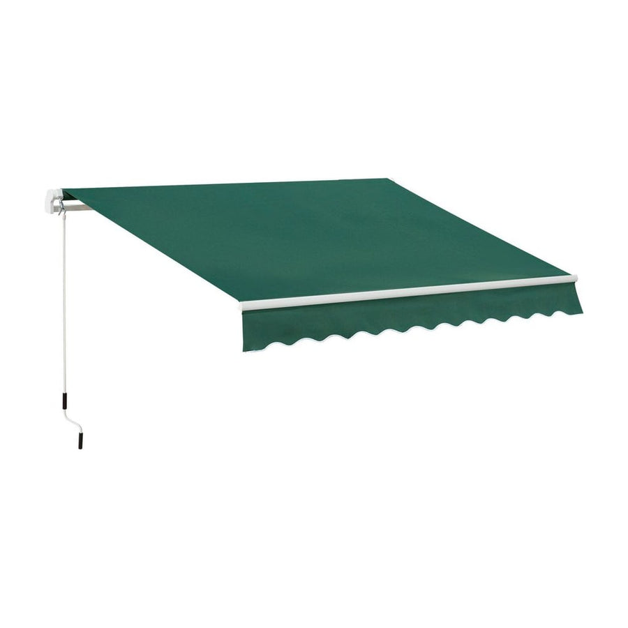 Outsunny Awning Canopy Manual Retractable Porch Sun Shade Shelter 3 x 2m Green