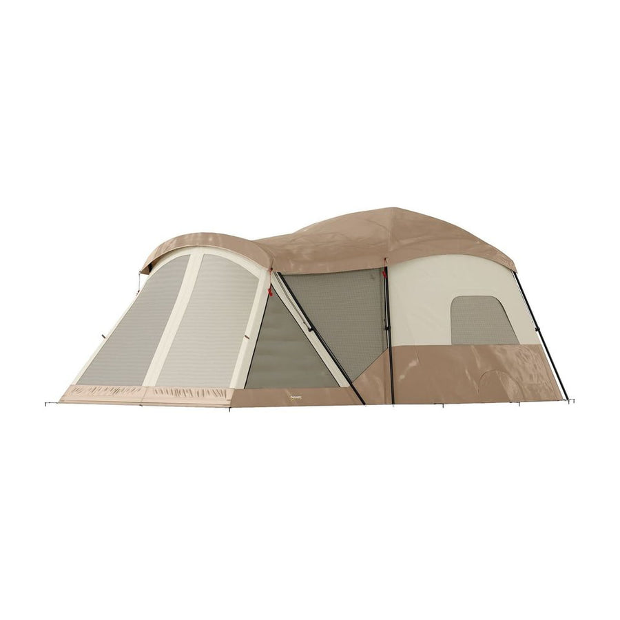 Outsunny Cabin Tent Waterproof Camping Tent with Two Room for 4 Person Brown