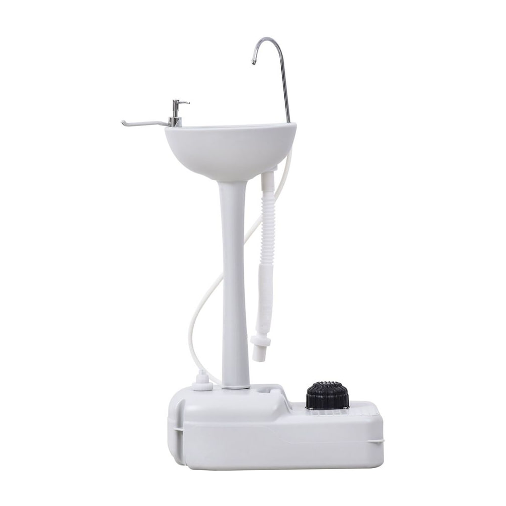 Outsunny 17L Camping Portable Handwash Sink with a white basin and foot pump base