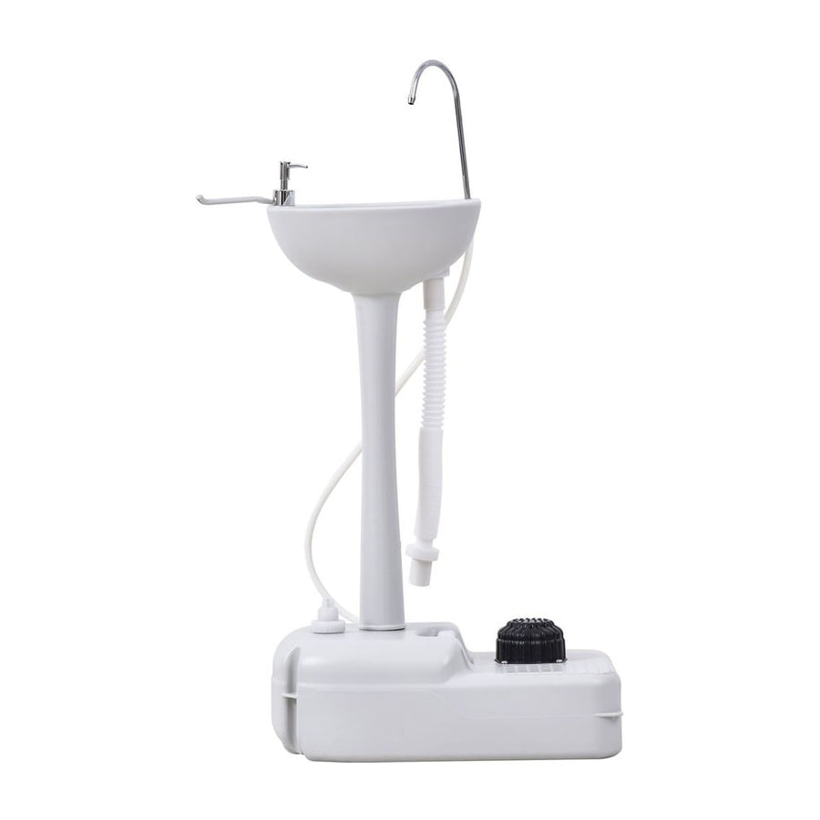 Outsunny 17L Camping Portable Handwash Sink w/ Towel Holder & Soap Dispenser Rolling Wheels Outdoor Drainage Equipment