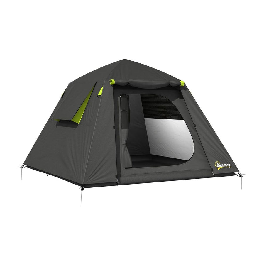 Outsunny Camping Tent 3000mm Waterproof Tent with 2 Doors for 2 Person, Grey & Green